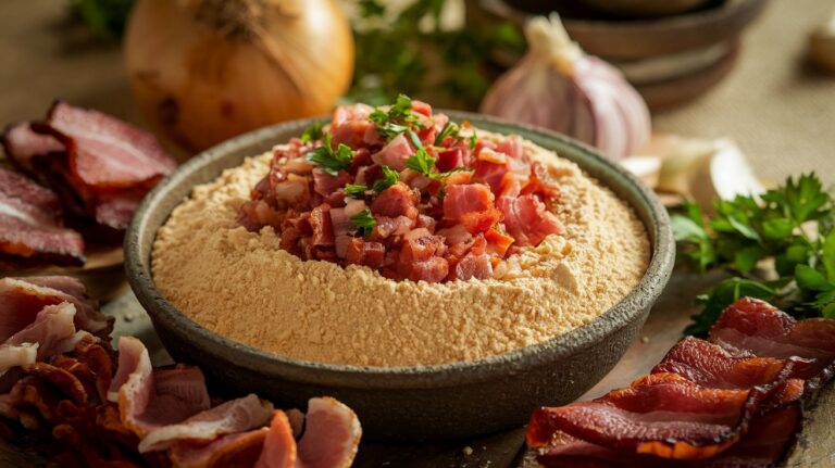 Aprenda a fazer uma deliciosa farofa de bacon com receita simples e saborosa. Perfeita para acompanhar carnes e outros pratos. Confira agora!